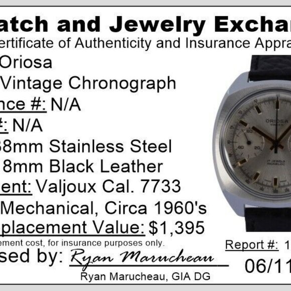 Rare Silver Oriosa Men's 38mm Manual Chronograph Watch Swiss 17J Valjoux 7733! - Picture 9 of 9